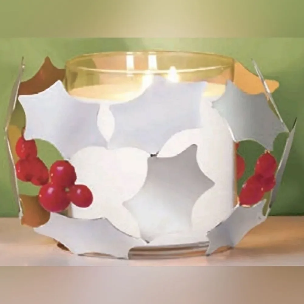 🩵NIB Partylite Silver Modern Holly Jar Candle Holder